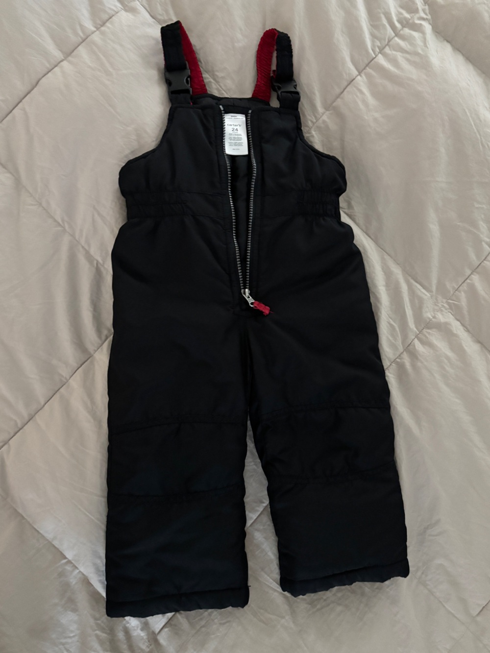 Carter's Black Kids Snow Bibs with Red Accent